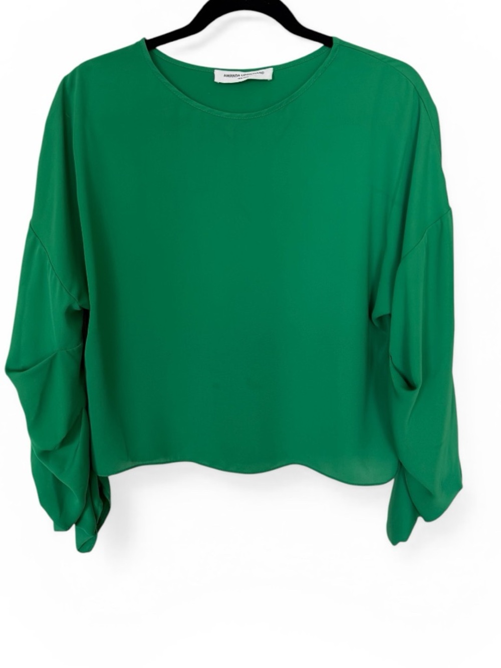 Amanda Uprichard - Green Flutter Sleeve Crop Blouse - Sz P (XS/S)